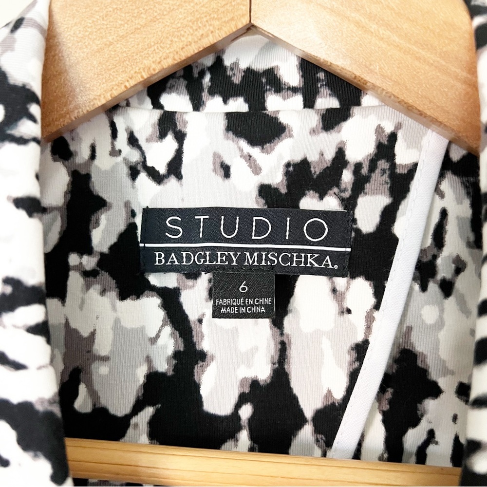 Badgley Mischka Studio Sylvie Stucco Print Notch Collar Stretch Blazer 6 NWT - Picture 5 of 13